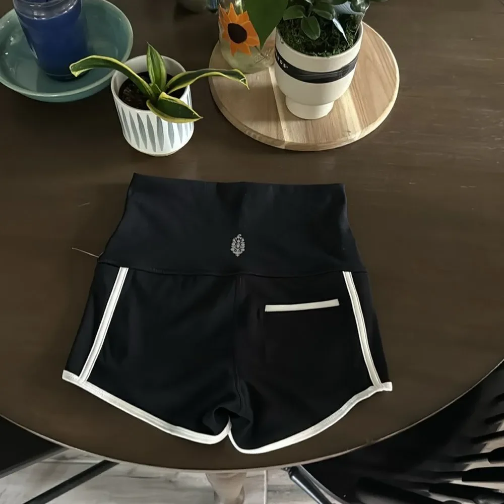 NWOT Free People Island Shorts Ultra High Rise Cheeky Black Pocket Compression